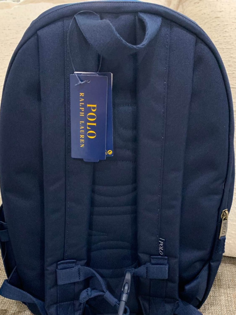 Polo by Ralph Lauren Navy Blue Backpack with Gold Logo Tag